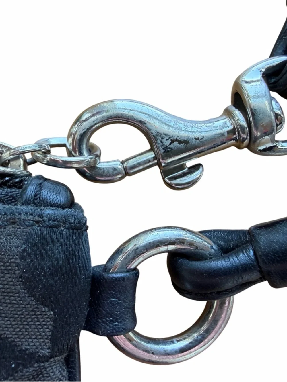 COACH Signature C Mini Wristlet Black Monogram Zip Wallet Pouch Canvas Clutch - Picture 6 of 16